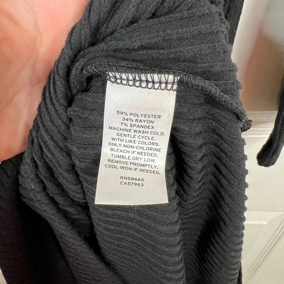 Caslon Women's Black Ribbed Polo Collar Dress Size M Long Sleeve Knee Length - Picture 7 of 7